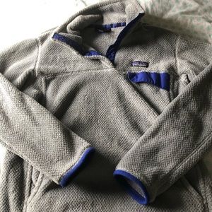 Gray with blue trim Patagonia fleece